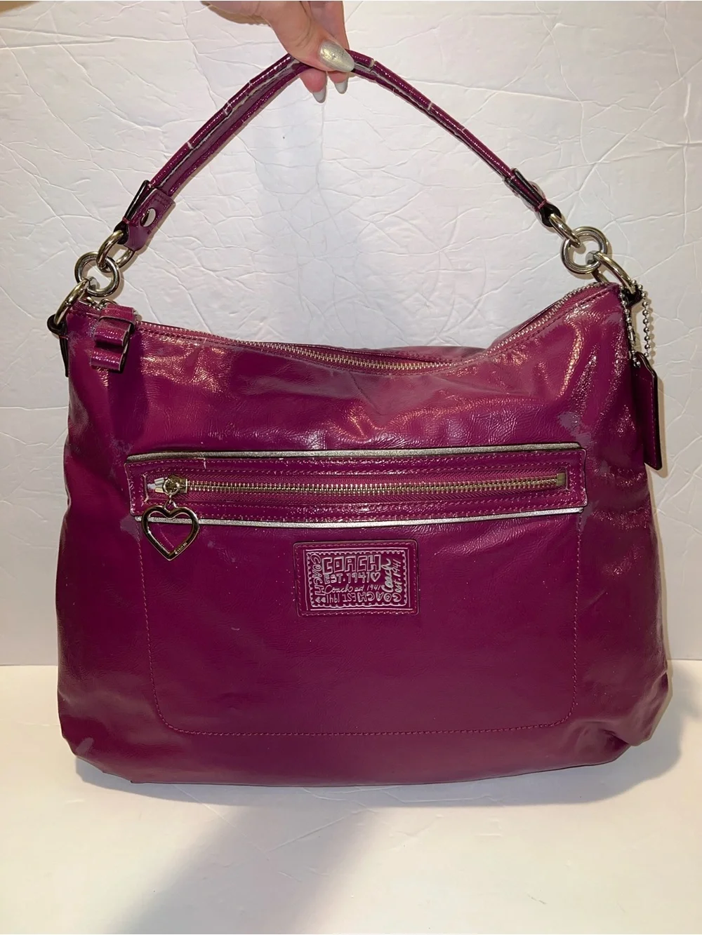 Vintage Y2K Rare Coach Poppy Daisy Liquid Gloss Hobo Bag Berry